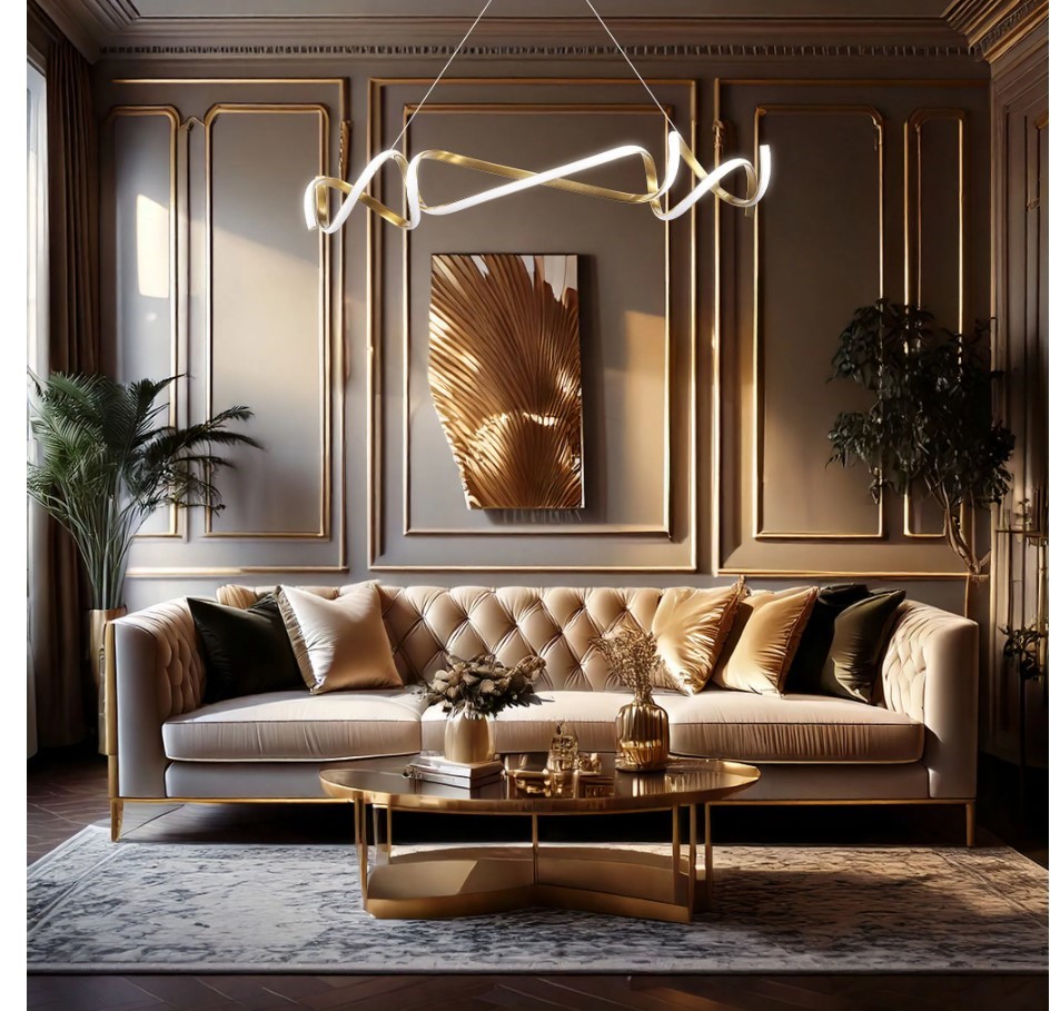 Lampa sufitowa glamour z kryształami Toolight Złota lampa wisząca z sześcioma punktami światła Lampa sufitowa E14 do salonu i sypialni Oświetlenie gla