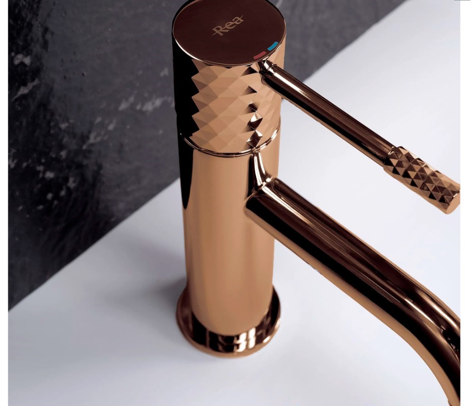 Bateria umywalkowa Rea Lungo Diamond Miedź Niska