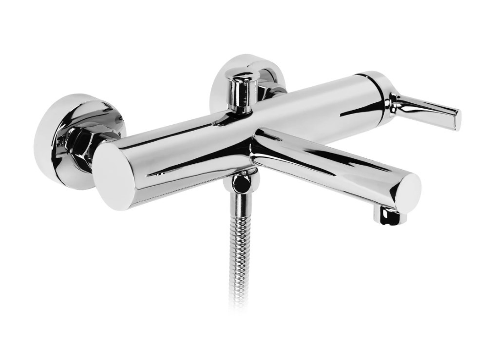 chromowana bateria wannowa Rea bateria wannowa z napowietrzonym perlatorem nowoczesna bateria wannowa ścienna bateria z głowicą ceramiczną elegancka b