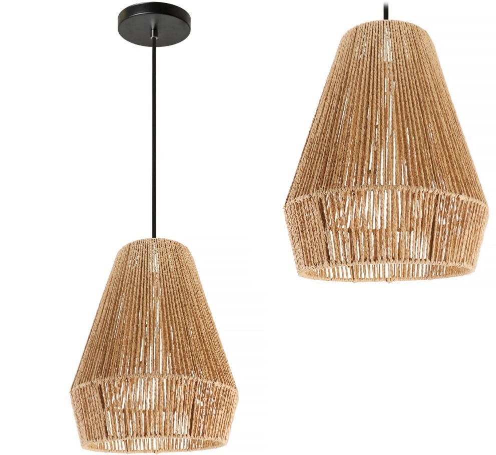 Lampa sufitowa boho Toolight Lampa wisząca z naturalnym sznurkiem jutowym Oświetlenie boho do salonu Lampa rustykalna E27 do jadalni Lampa wisząca w s