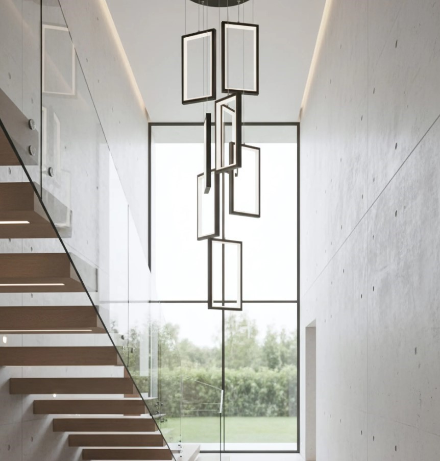 LAMPA SUFITOWA WISZĄCA LED LHJ089-7CP CZARNA