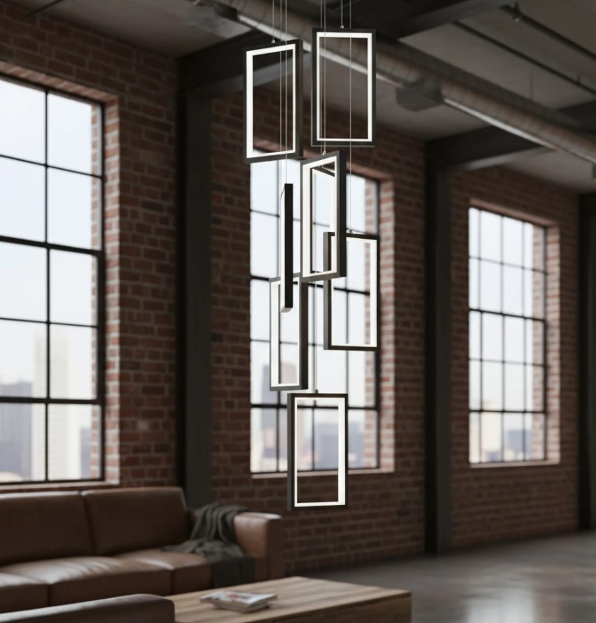 LAMPA SUFITOWA WISZĄCA LED LHJ089-7CP CZARNA