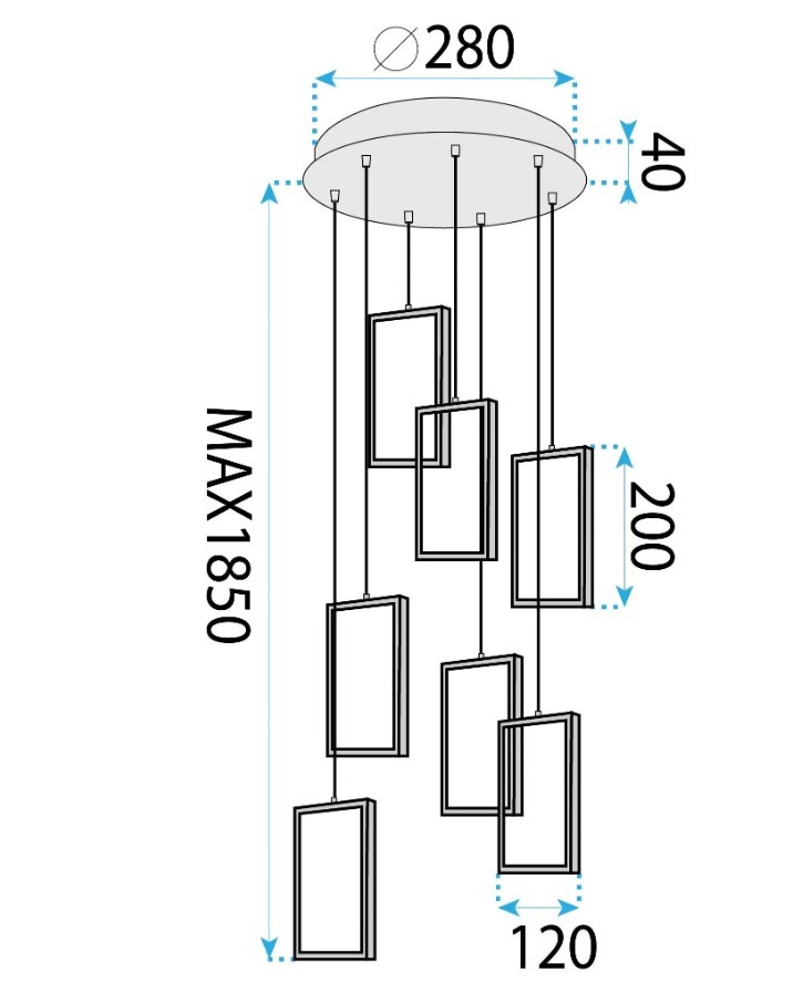 LAMPA SUFITOWA WISZĄCA LED LHJ089-7CP CZARNA