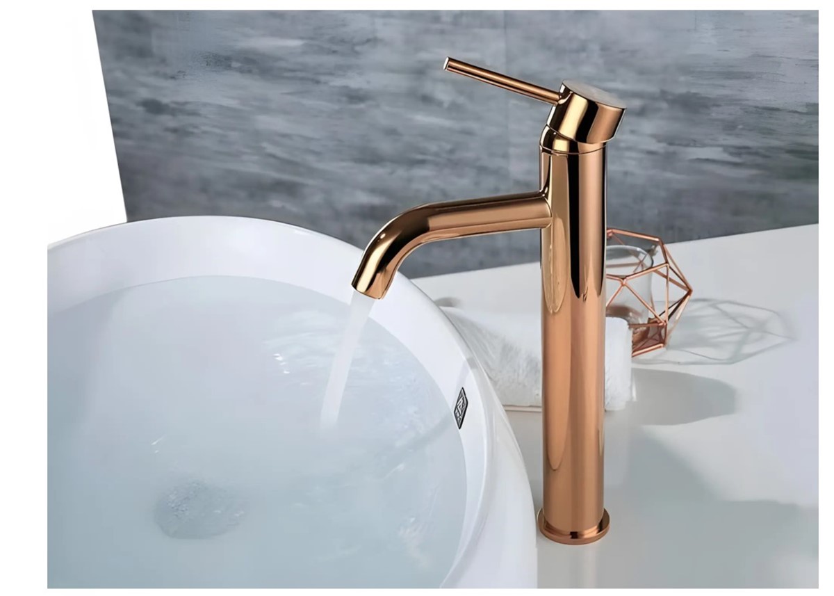 Bateria umywalkowa złota Bateria nablatowa łazienkowa Złota bateria umywalkowa glamour Nowoczesna bateria umywalkowa Rea Bateria umywalkowa z głowicą
