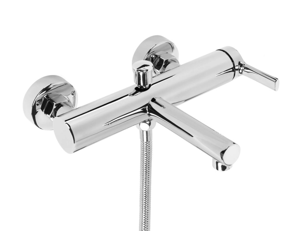 chromowana bateria wannowa Rea bateria wannowa z napowietrzonym perlatorem nowoczesna bateria wannowa ścienna bateria z głowicą ceramiczną elegancka b