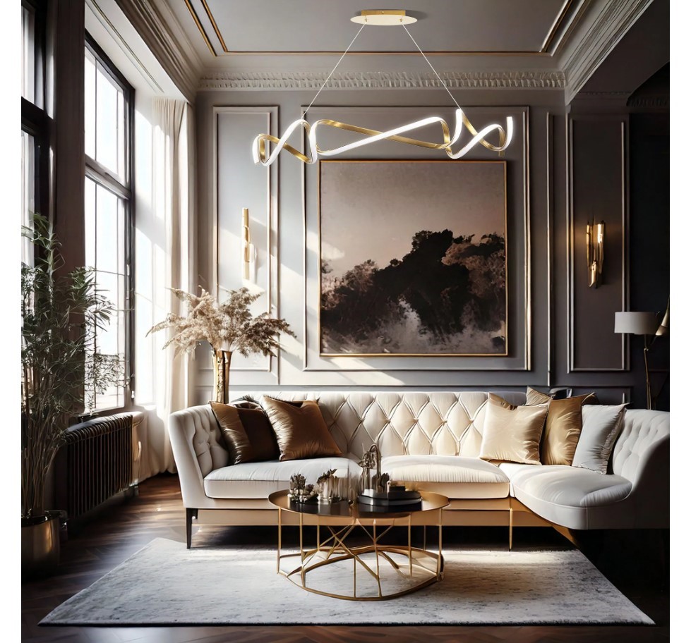 Lampa sufitowa glamour z kryształami Toolight Złota lampa wisząca z sześcioma punktami światła Lampa sufitowa E14 do salonu i sypialni Oświetlenie gla