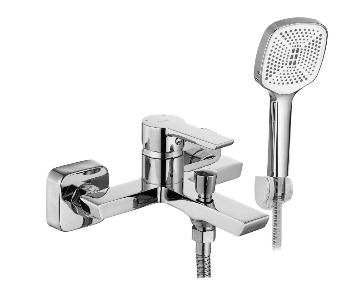 chromowana bateria wannowa Rea bateria wannowa z napowietrzonym perlatorem nowoczesna bateria wannowa ścienna bateria z głowicą ceramiczną elegancka b
