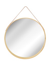 OKRĄGŁE LUSTRO NA PASKU DREWNIANE L.BROWN 59 cm