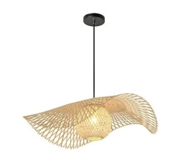 Lampa sufitowa bambusowa Lampa E27 Lampa wisząca z regulowaną wysokością Oświetlenie z drewna Lampa do salonu Lampa do kuchni Lampa do biura Naturalna