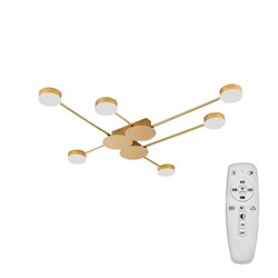 LAMPA NOWOCZESNA PLAFON LED 6-RAMIENNA APP522-6C GOLD + PILOT