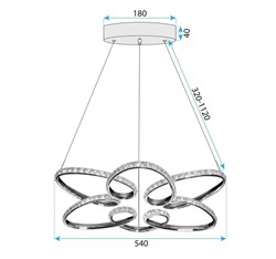 Lampa sufitowa glamour z kryształami Toolight Złota lampa wisząca z sześcioma punktami światła Lampa sufitowa E14 do salonu i sypialni Oświetlenie gla
