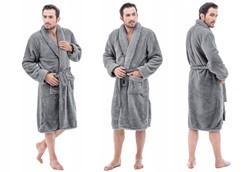 MIĘKKI MĘSKI SZLAFROK SALL D.GREY L/XL