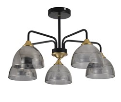 Lampa sufitowa wisząca z 6 kloszami Nowoczesna lampa do salonu Toolight Lampa industrialna z mlecznym szkłem Oświetlenie sufitowe do jadalni Lampa E14