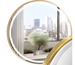 Okrągłe lustro LED rose gold Lustro LED 900 mm do łazienki Lustro łazienkowe z podświetleniem LED Lustro z funkcją antyparową LED Nowoczesne lustro ła