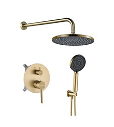 Zestaw natryskowy podtynkowy złoty szczotkowany Prysznic z ultra cienką kwadratową deszczownicą Minimalistyczne zestawy prysznicowe Rea System Anti-Ca