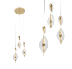 Lampa sufitowa glamour z kryształami Toolight Złota lampa wisząca z sześcioma punktami światła Lampa sufitowa E14 do salonu i sypialni Oświetlenie gla