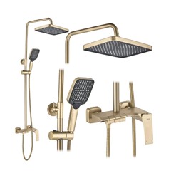 zestaw natryskowy z wylewką nowoczesny zestaw prysznicowy czarny prysznic z systemem Anti-Calc elegancki prysznic natynkowy zestaw prysznicowy REA Has