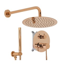Zestaw natryskowy podtynkowy złoty szczotkowany Prysznic z ultra cienką kwadratową deszczownicą Minimalistyczne zestawy prysznicowe Rea System Anti-Ca