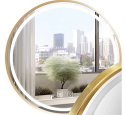 Lustro LED w kolorze różowego złota Nowoczesne lustro LED rose gold Okrągłe lustro LED z funkcją antyparową Lustro łazienkowe z dotykowym panelem Lust