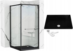 KABINA PRYSZNICOWA PRZESUWANA SPACE IN BLACK 90X90 + BRODZIK SAVOY