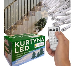 Kurtyna ZEWNĘTRZNA 304 LED z PILOTEM girlanda