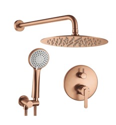 Zestaw natryskowy podtynkowy złoty szczotkowany Prysznic z ultra cienką kwadratową deszczownicą Minimalistyczne zestawy prysznicowe Rea System Anti-Ca