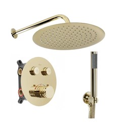 Zestaw natryskowy podtynkowy złoty szczotkowany Prysznic z ultra cienką kwadratową deszczownicą Minimalistyczne zestawy prysznicowe Rea System Anti-Ca