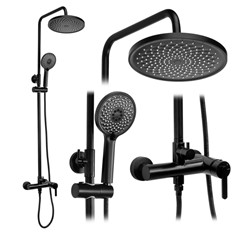 Zestaw natryskowy podtynkowy czarny metalik Prysznic z ultra cienką deszczownicą Nowoczesne zestawy prysznicowe Rea System Anti-Calc w zestawach natry