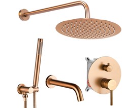 Zestaw podtynkowy prysznicowy czarny Prysznic podtynkowy z wylewką wannową Nowoczesny zestaw podtynkowy z deszczownicą Prysznic z systemem Anti-Calc i