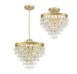 Lampa sufitowa glamour z kryształami Toolight Złota lampa wisząca z sześcioma punktami światła Lampa sufitowa E14 do salonu i sypialni Oświetlenie gla