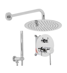 Zestaw natryskowy podtynkowy chromowany Minimalistyczny zestaw prysznicowy Rea Prysznic z ultra cienką deszczownicą System Anti-Calc w zestawach prysz