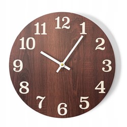 ZEGAR OKRĄGŁY SKANDYNAWSKI DREWNIANY BROWN 30 CM