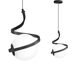 LAMPA WISZĄCA SZKLANA KULA SPIRALA APP1732-1CP CZARNA